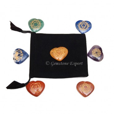 Seven Chakra Heart Set With Velvet Bag