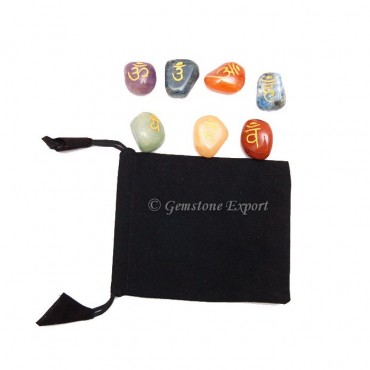 Seven Chakra Engraved  Reki Tumbled Set