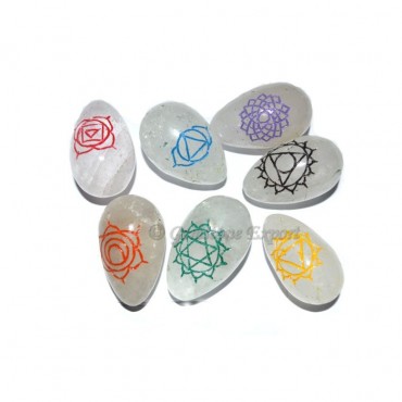 Chakra Engraved Color Crystal Eggs Set