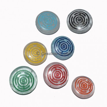 Engraved Colorfull Chakra Symbol Wheel Set