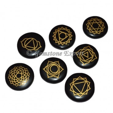 Black Agate Disc Chakra Symbol Set