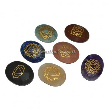 Faceted Oval Engraved Chakra Set