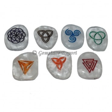 Unshaped Crystal Quartz 7 Chakra Celtic Set