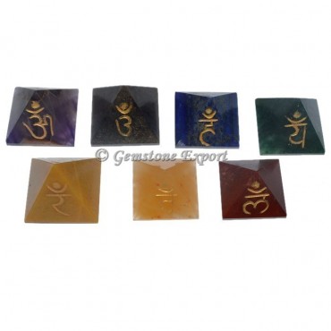 7 Chakra Pyramids Engraved Sanskrit Set