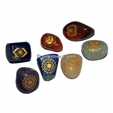 Engraved Seven Chakra Tumbled Set