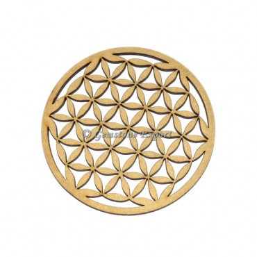 Flower Of Life Engraved Wooden Coaster