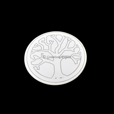 Tree Of Life Engraved Wooden White Coaster