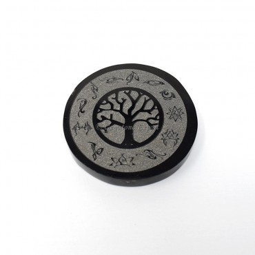 Tree Of Life Black Agate Coaster