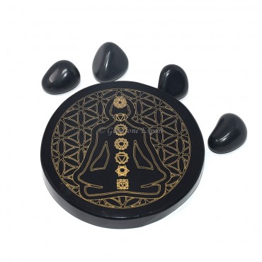 Black Agate Seven  Chakra Monk Coaster