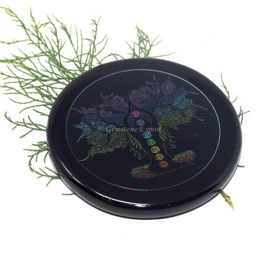 Black Agate Buddha Seven Chakra Colourful Coaster