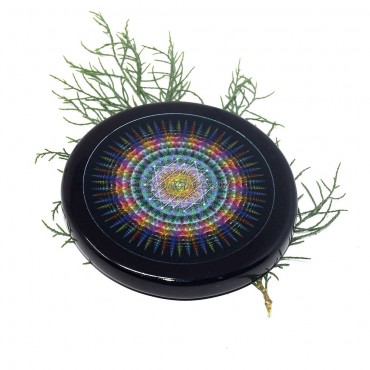 Black Agate Mandal Seven Chakra Engraved Colourful Coaster