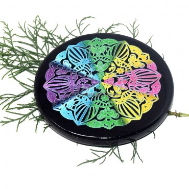 Black Agate Mandala Printed Colourful Coaster