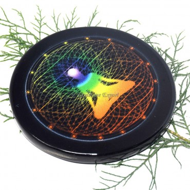 Black Agate Printed Colourful Buddha Coaster