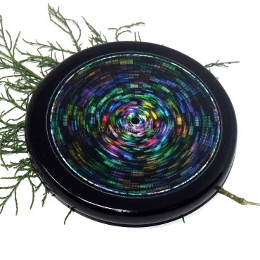 Black Agate Printed Colourful Void Design Coaster