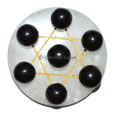 Crystal Quartz Golden David Star Base with Black C