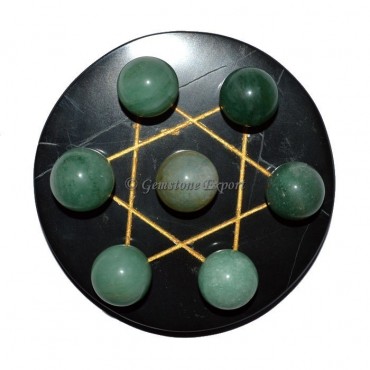 Black Agate Golden David Star Base with Green Aven