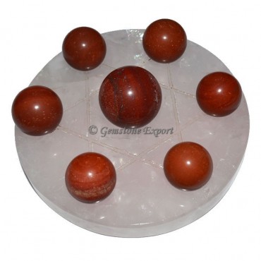 Rose Quartz Star Base With Red Jasper Chakra Ball