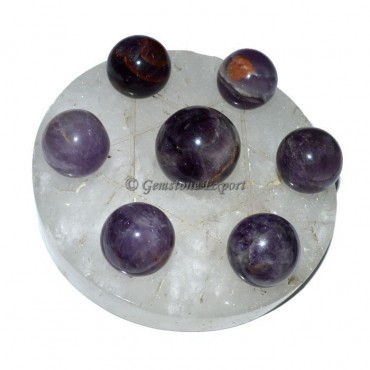 Crystal Quartz Star Base with Amethyst Chakra Ball