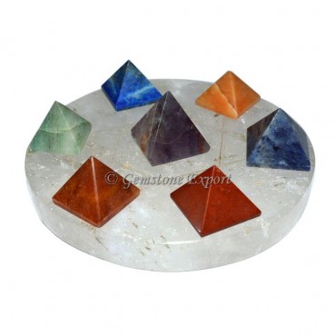 Chakra Pyramids Set With Crystal Quartz Pentagram