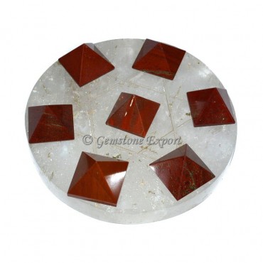 Red Jasper Pyramids With Crystal Quartz Base