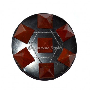 Black Agate With Red Jasper Pyramids