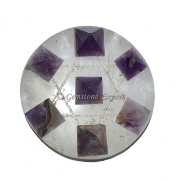 Amethyst Pyramids With Crystals Pentagram