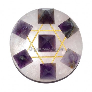 Amethyst Pyramids With Crystal Base