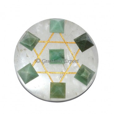 Green Aventurine Pyramids With Crystal Quartz Base