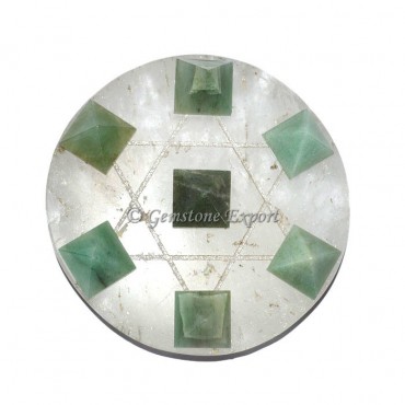 Green Aventurine Pyramids And Crystal Base