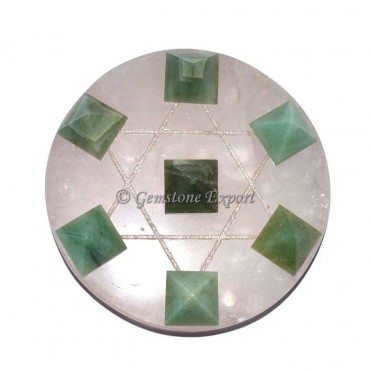 Rose Quartz Pentagram With Green Aventurine Pyrami