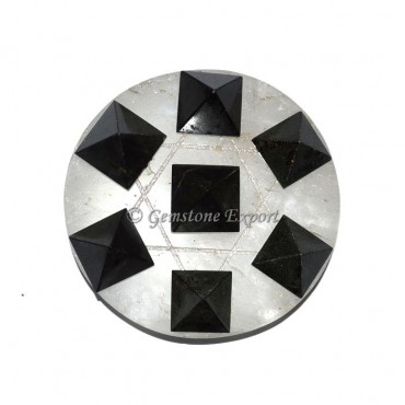 Black Tourmaline with crystal quartz base