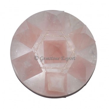 Rose Quartz Base With Rose Pyramids David Star