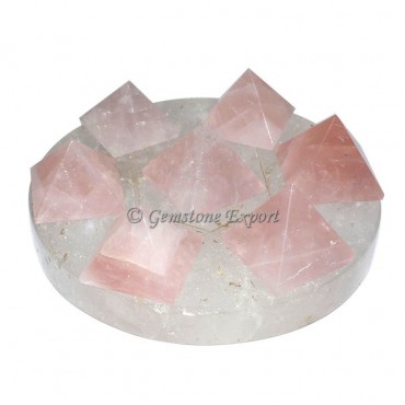 Crystal Quartz with rose quartz David star pyramid