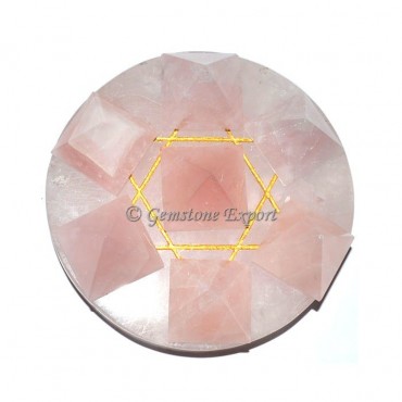Rose Quartz healing crystals pyramids set