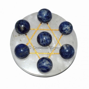 Crystal Quartz Sodalite David Star set