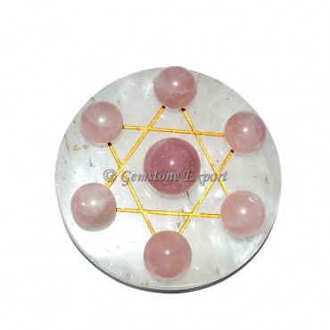 Crystal Quartz with rose quartz big David star set