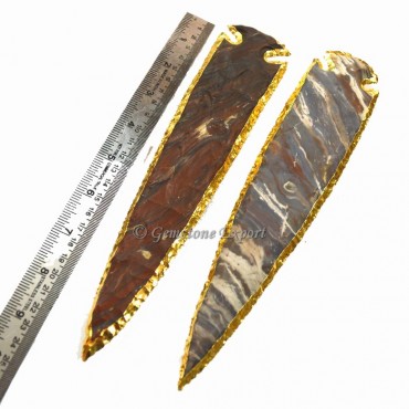 Agate 8 Inch Gold Electroplated Arrowhead