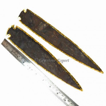 Agate 9 Inch Gold Electroplated Arrowhead