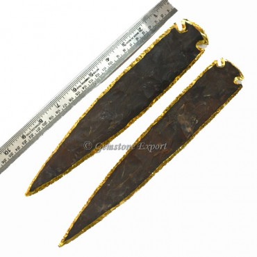 Agate 11 Inch Gold Electroplated Arrowhead