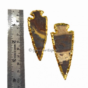 Agate 3 Inch Gold Electroplated Arrowhead