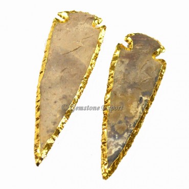 Agate 5 Inch Gold Electroplated Arrowhead