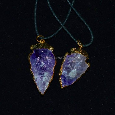 Amethyst Electroplated Arrowheads Pendants