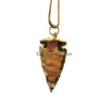 Fancy Agate Gold Electroplated Arrowheads Pendants