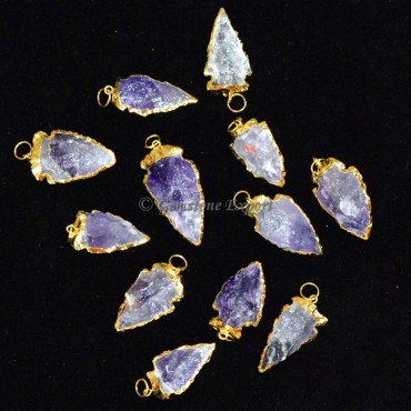 Amethyst Electroplated Arrowheads Pendants