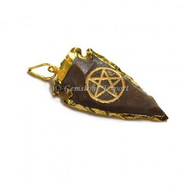 Pentagram Engraved Arrowhead Pendant