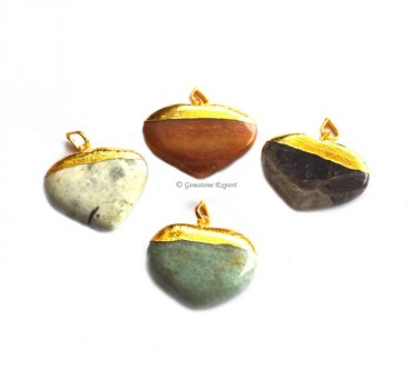 Assorted Stones Hearts Electroplated Pendant