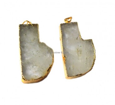 Knife Shape Crystal Quartz Electroplated Pendant