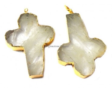 Flower Shape Quartz Stone Electroplated Pendant