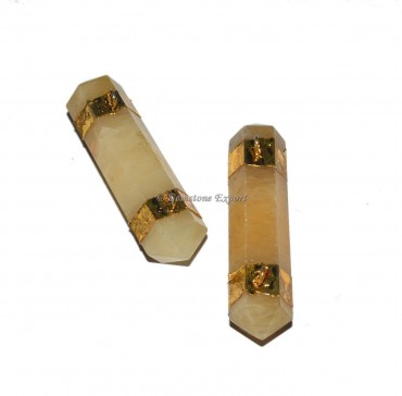 Golden Quartz Pencil Point Electroplated Pendant