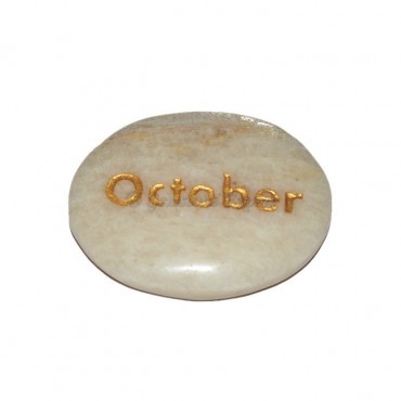 Moon Stone October Engraved Stone